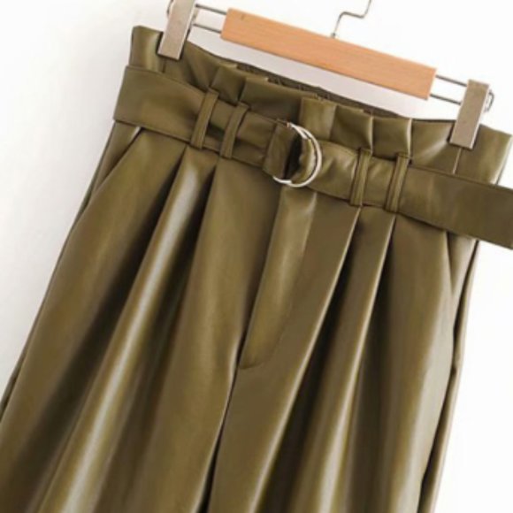 Leather bract leather trouser woman - Picture 3 of 9